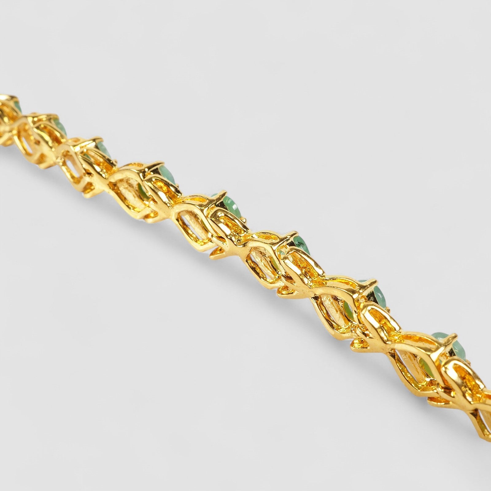 Green Emerald 925 Sterling Silver 24K Gold Bracelet, Minimalist Everyday Bracelet