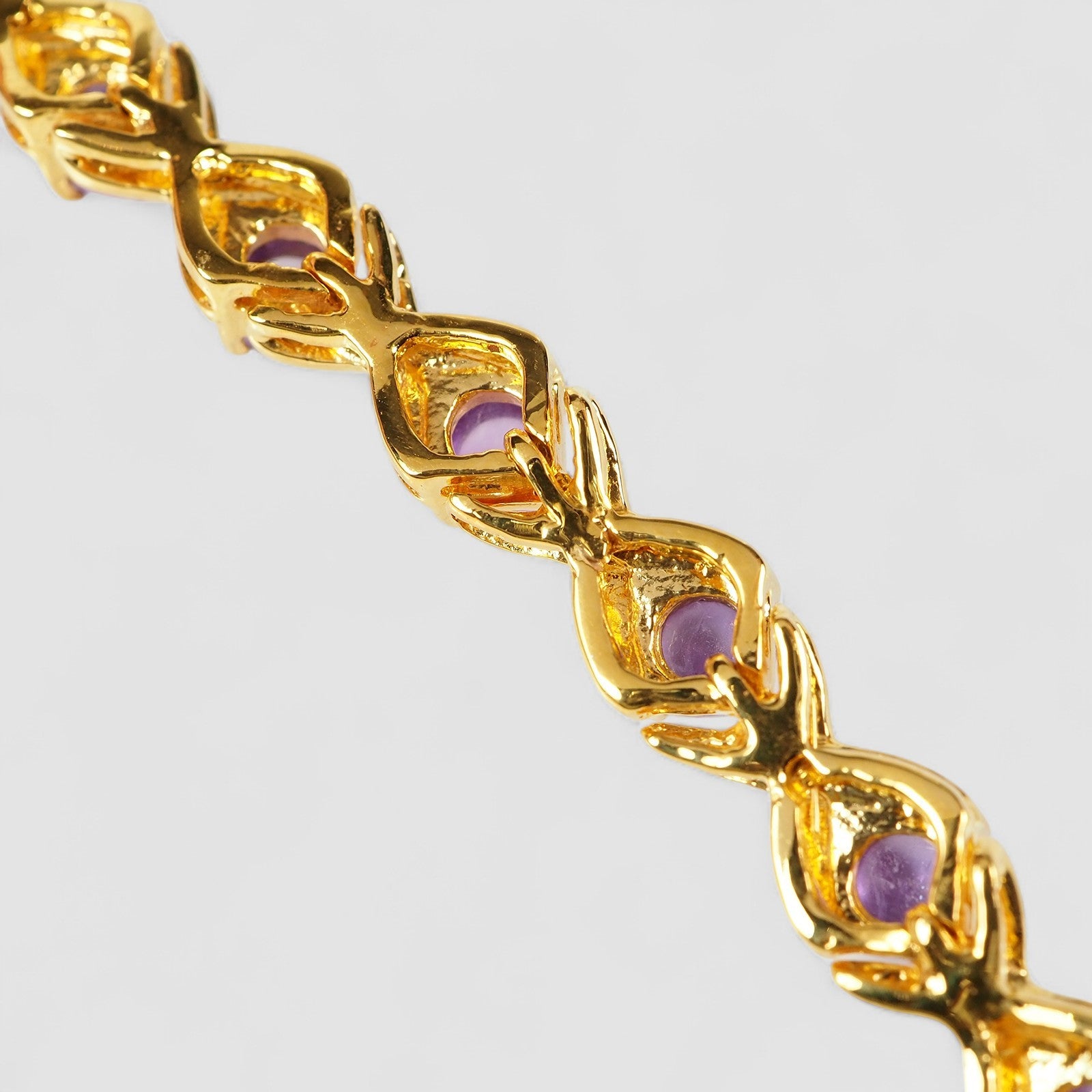 Purple Amethyst 925 Sterling Silver 24K Gold Bracelets, 925 Genuine Gemstone, Everyday Bracelets