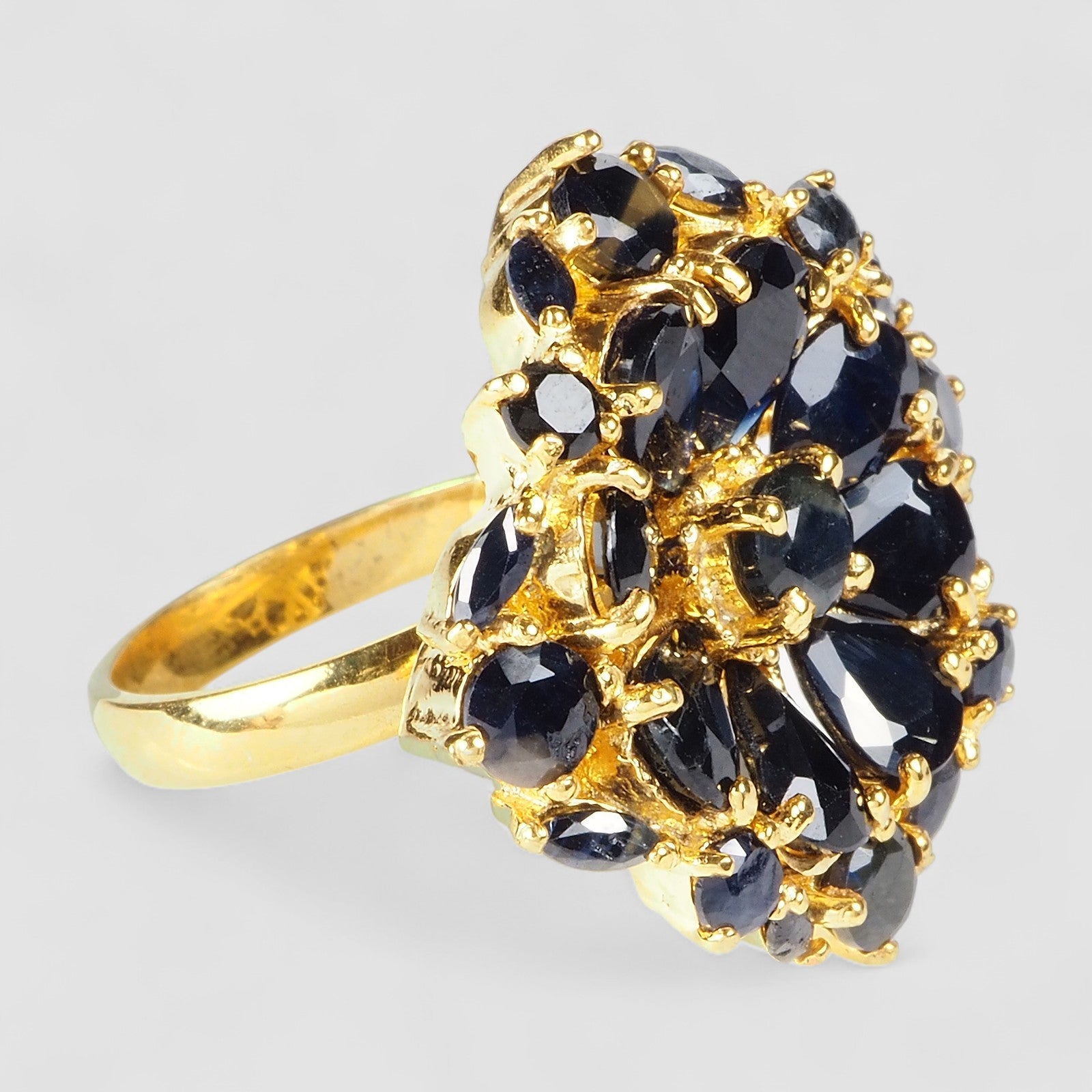 Blue Sapphire 925 Sterling Silver 24K Gold Rings, Rhodium Plated, Tarnish Free