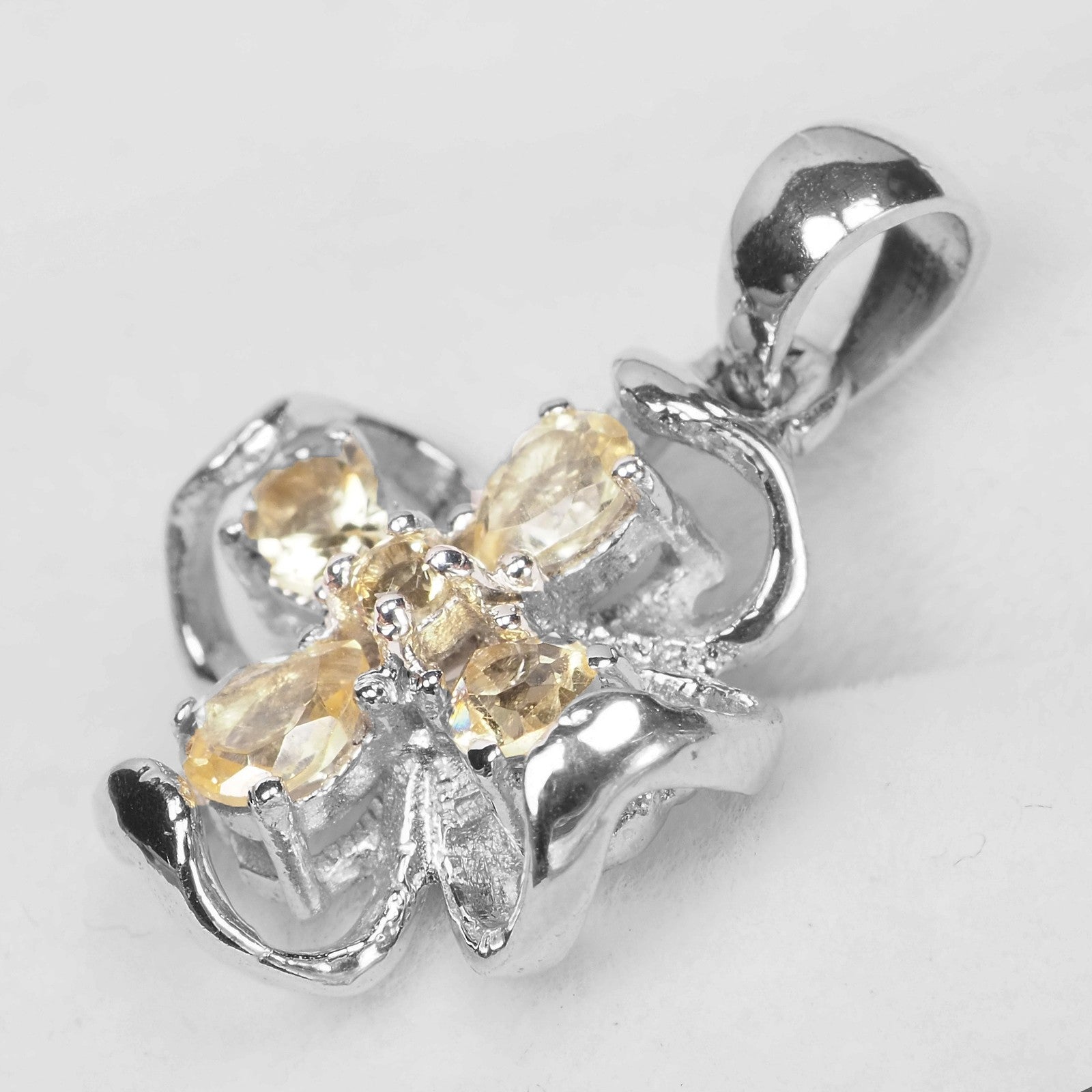 Yellow Citrine 925 Sterling Silver Pendant, Natural Gemstone, Dainty Stacking