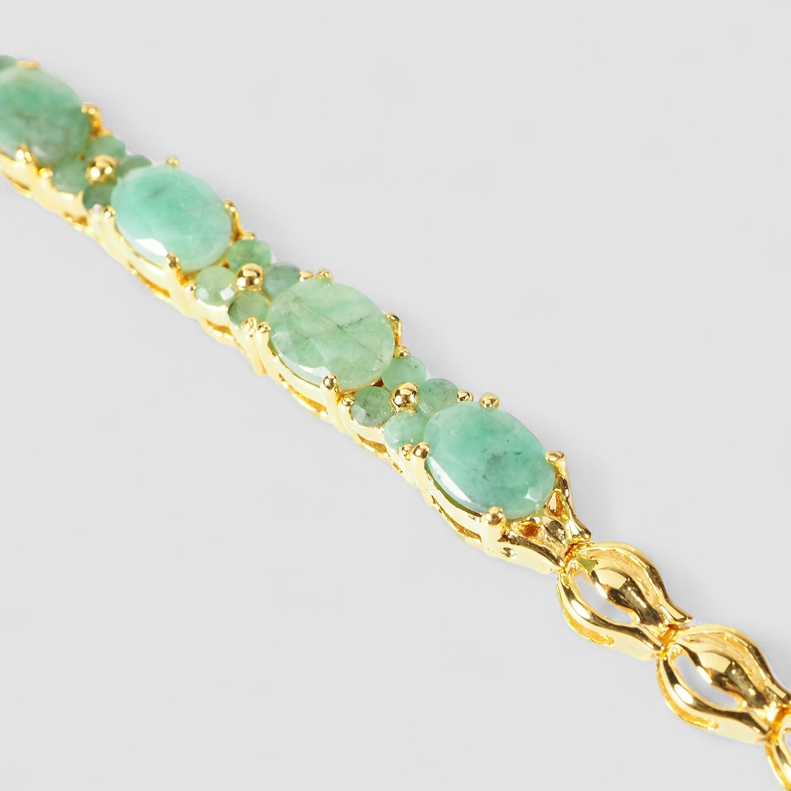 Green Emerald 925 Sterling Silver 24k Gold Bracelets, Affordable Natural Gemstone, Everyday Bracelet