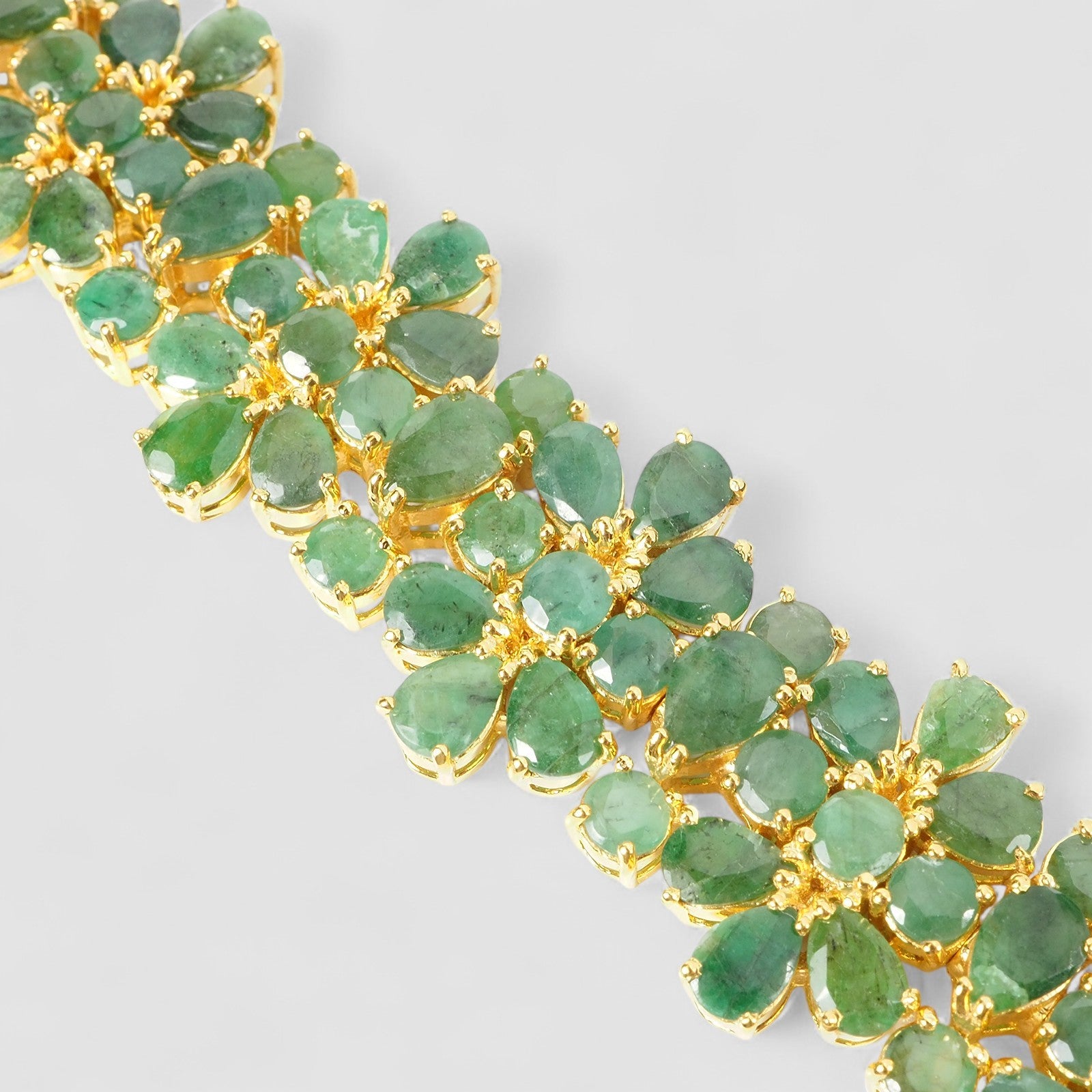 Green Emerald 925 Sterling Silver 24K Gold Bracelet, Natural Gemstone