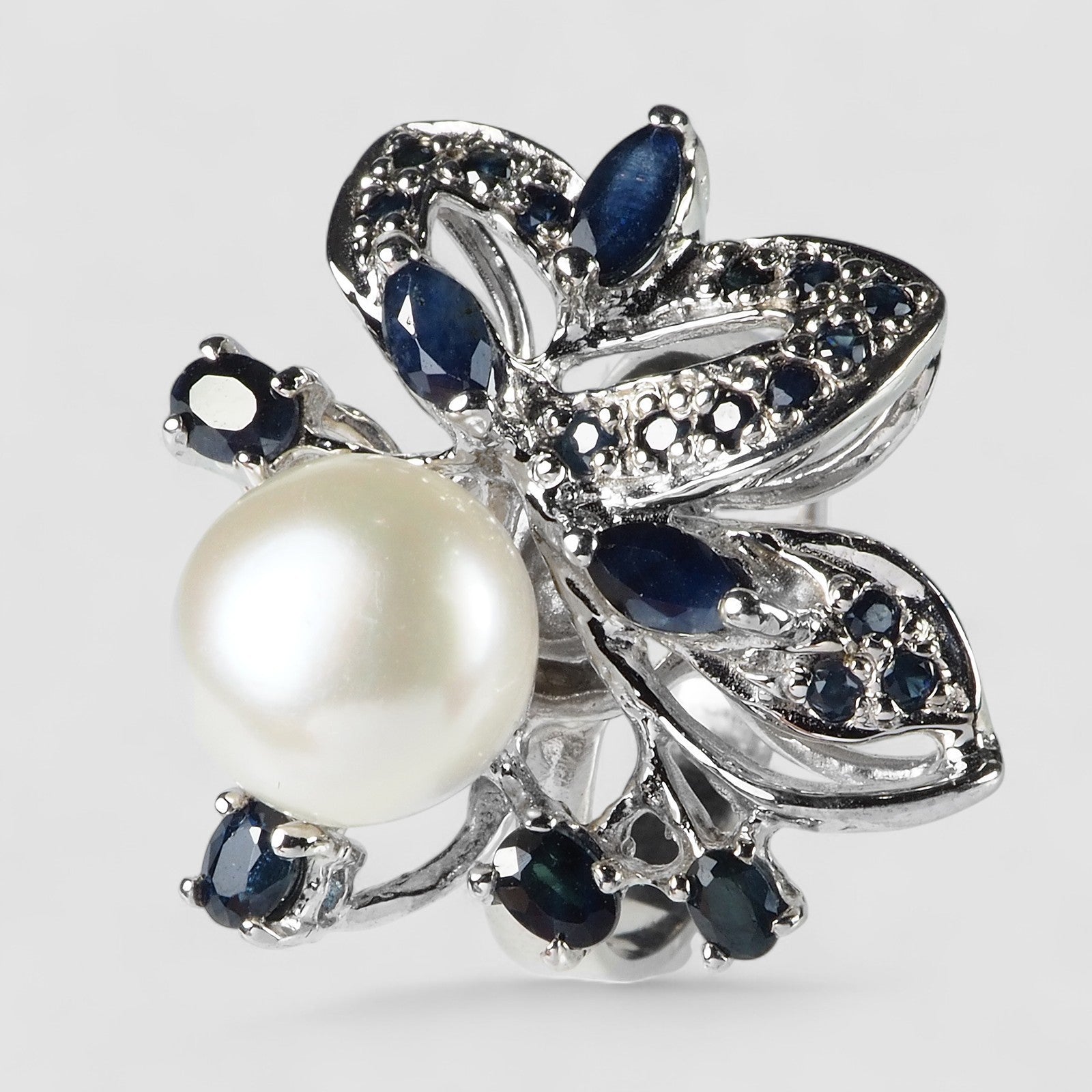Pearl 925 Sterling Silver White Gold Rings, 925 Genuine Gemstone, Everyday Ring