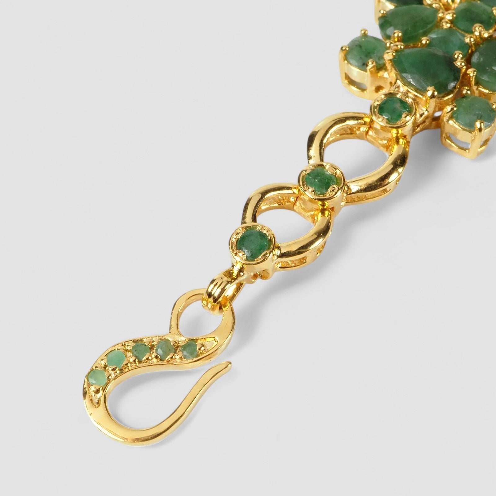 Green Emerald 925 Sterling Silver 24K Gold Bracelet, Natural Gemstone