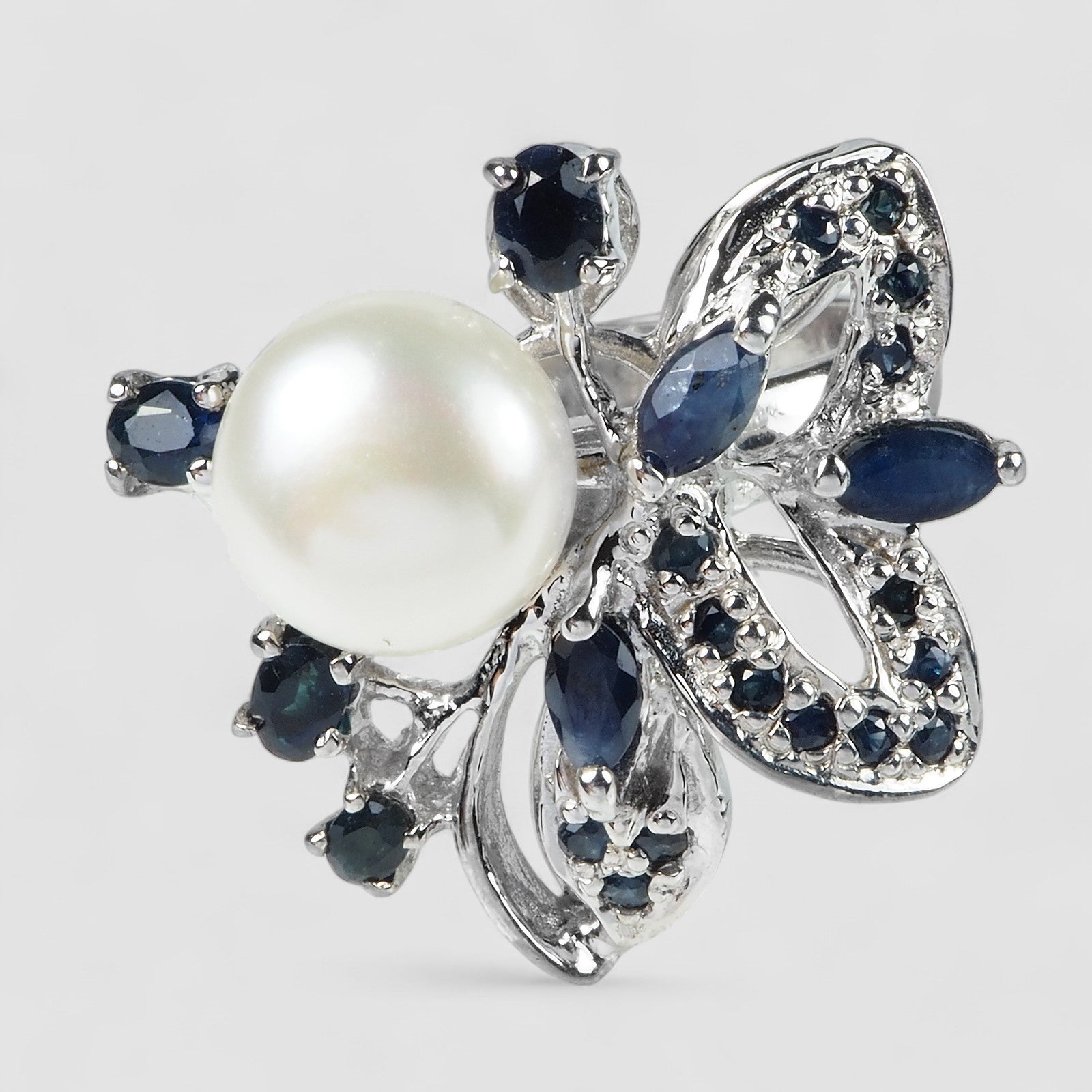 Pearl 925 Sterling Silver White Gold Rings, 925 Genuine Gemstone, Everyday Ring