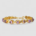 Purple Amethyst 925 Sterling Silver 24K Gold Bracelets, 925 Genuine Gemstone, Everyday Bracelets