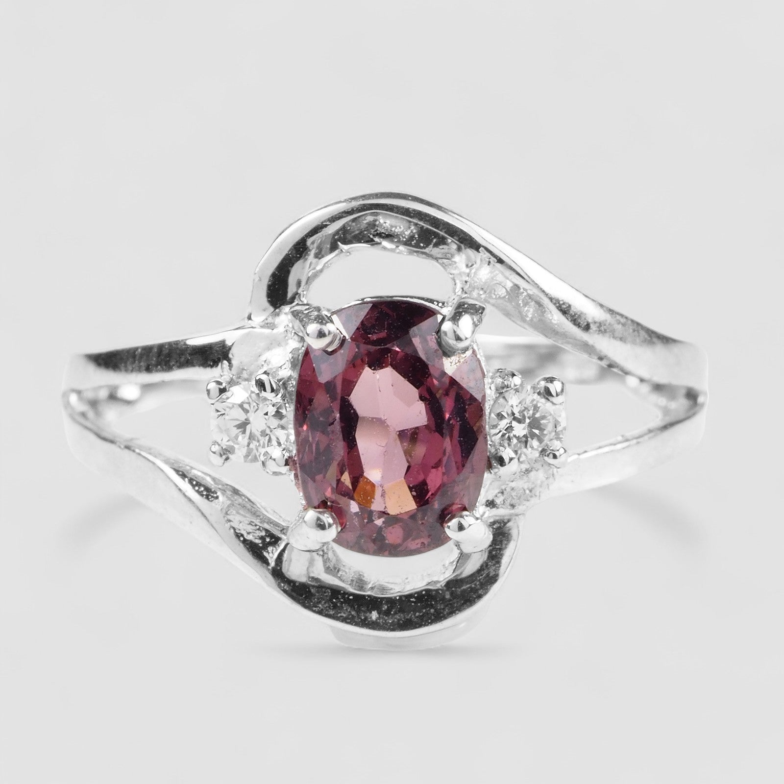Purple Spinel 925 Sterling Silver Ring, Rhodium Plated, Tarnish Free, Free Resizing