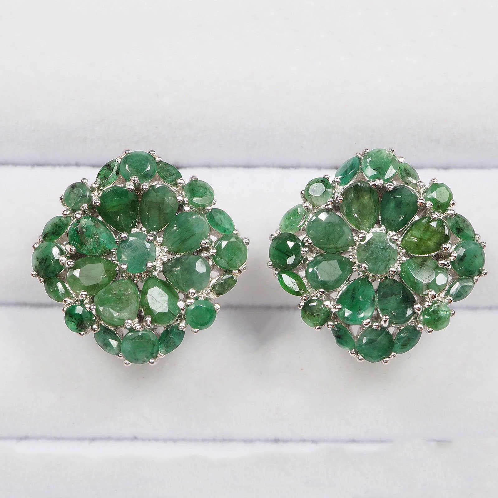 Green Emerald 925 Sterling Silver Earrings, 925 Everyday Jewelry, Gift for Her