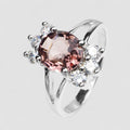 peach Pink Tourmaline Statement Ring Sterling Silver 925, Natural Gemstone, Free Resizing