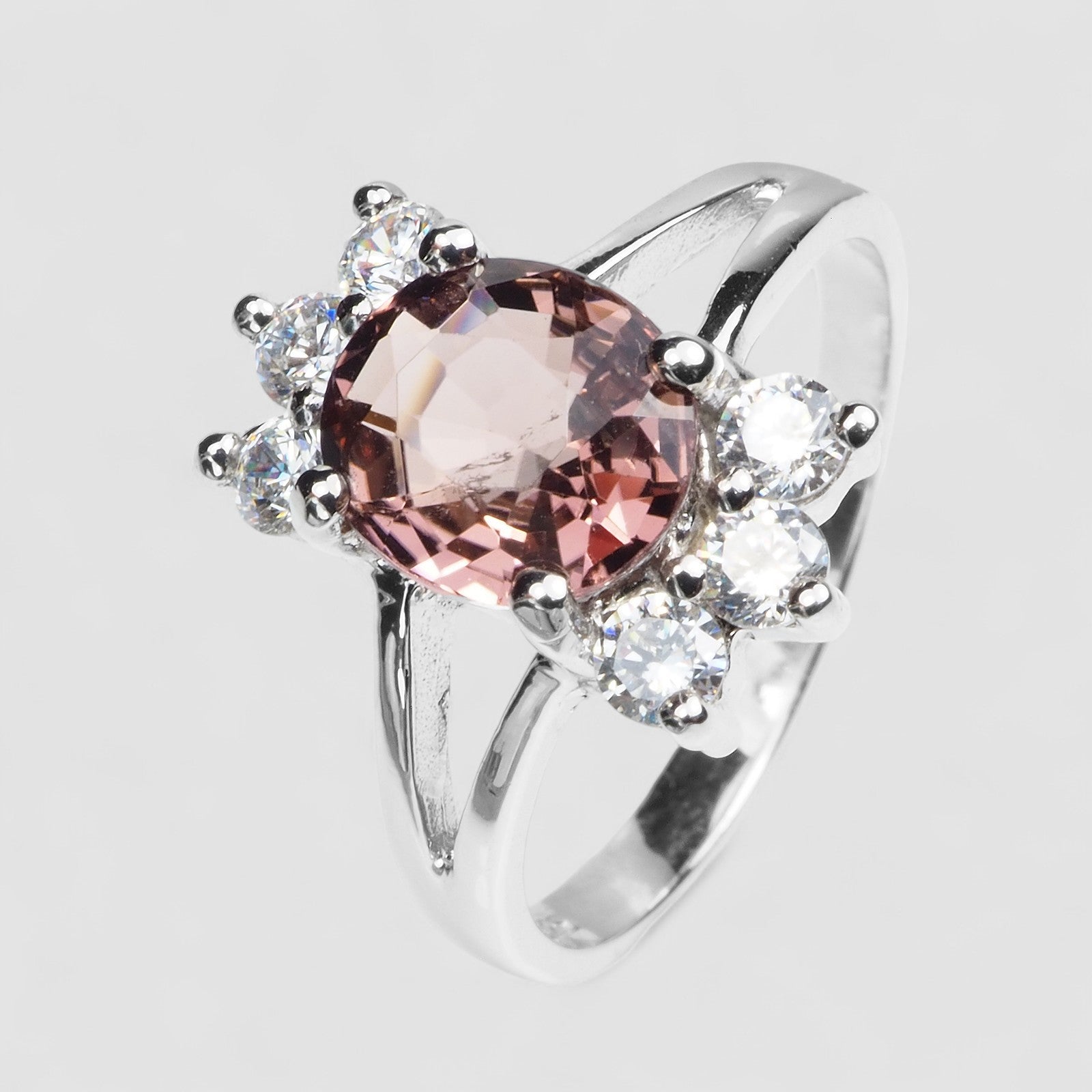 peach Pink Tourmaline Statement Ring Sterling Silver 925, Natural Gemstone, Free Resizing