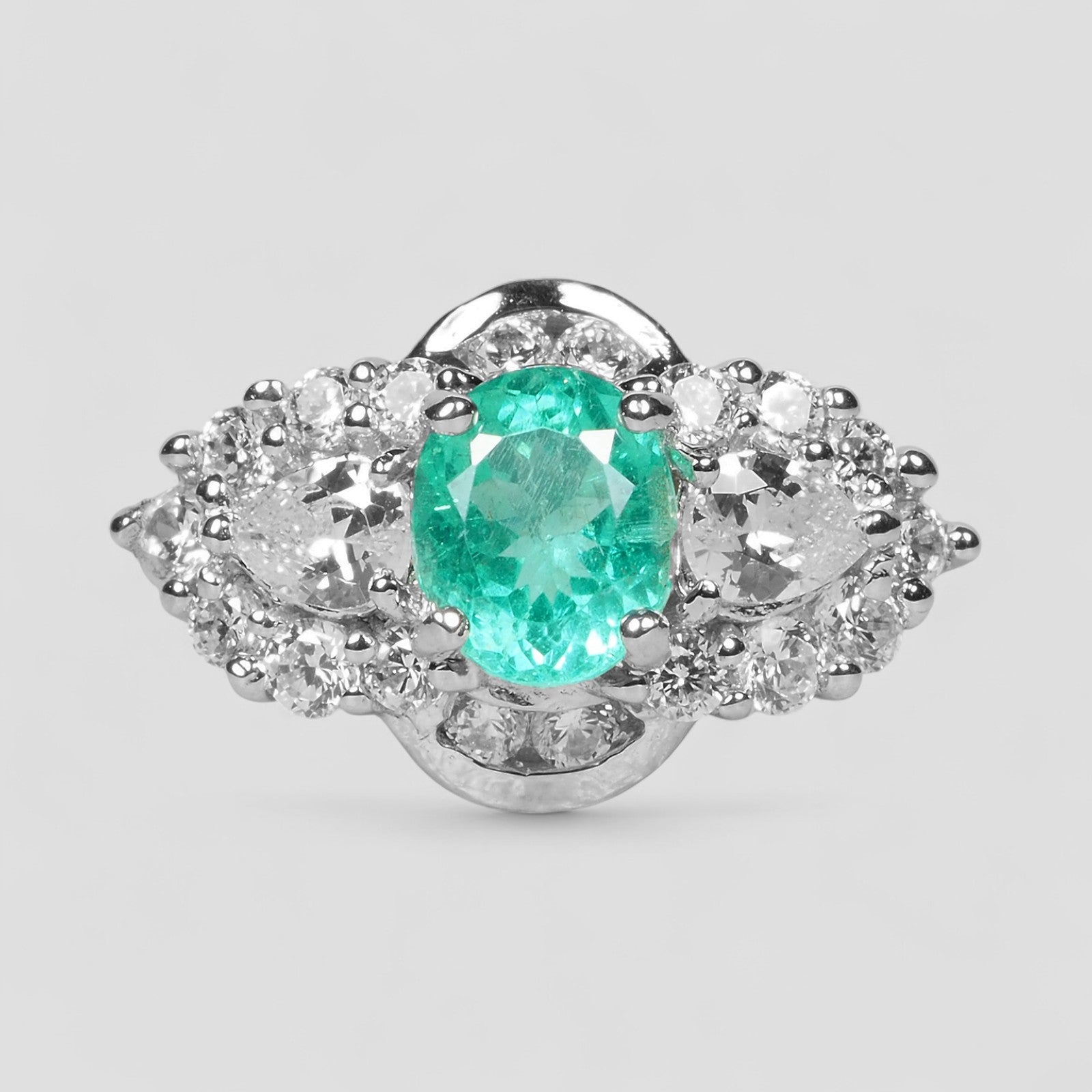 Neon Green Emerald 925 Sterling Silver Ring