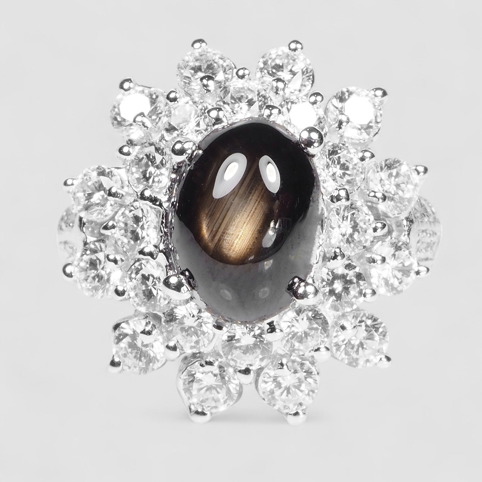 Golden Black Star Sapphire 925 Sterling Silver Ring