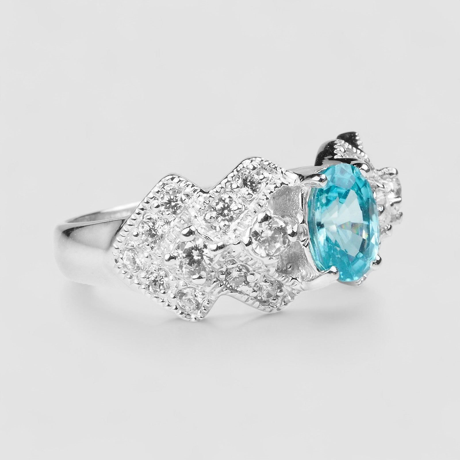 Blue Zircon 925 Sterling Silver Ring