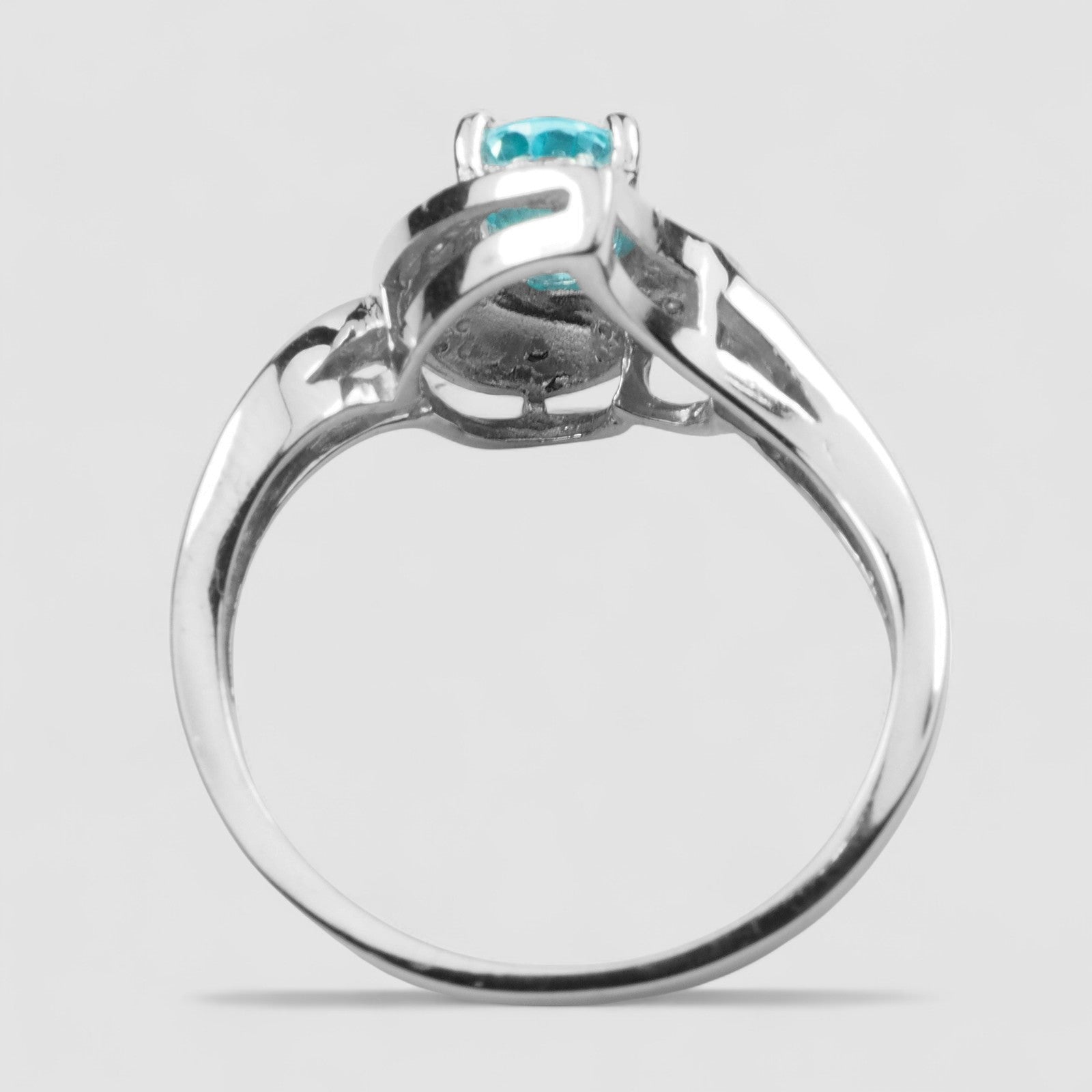Blue Zircon Oval 925 Sterling Silver Ring