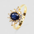 Rare 24K Gold 925 Sterling Silver Ring Blue Sapphire
