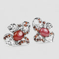 Red Ruby 925 Sterling Silver White Gold Earrings, 925 Unique Gift for Her, Natural Gemstone