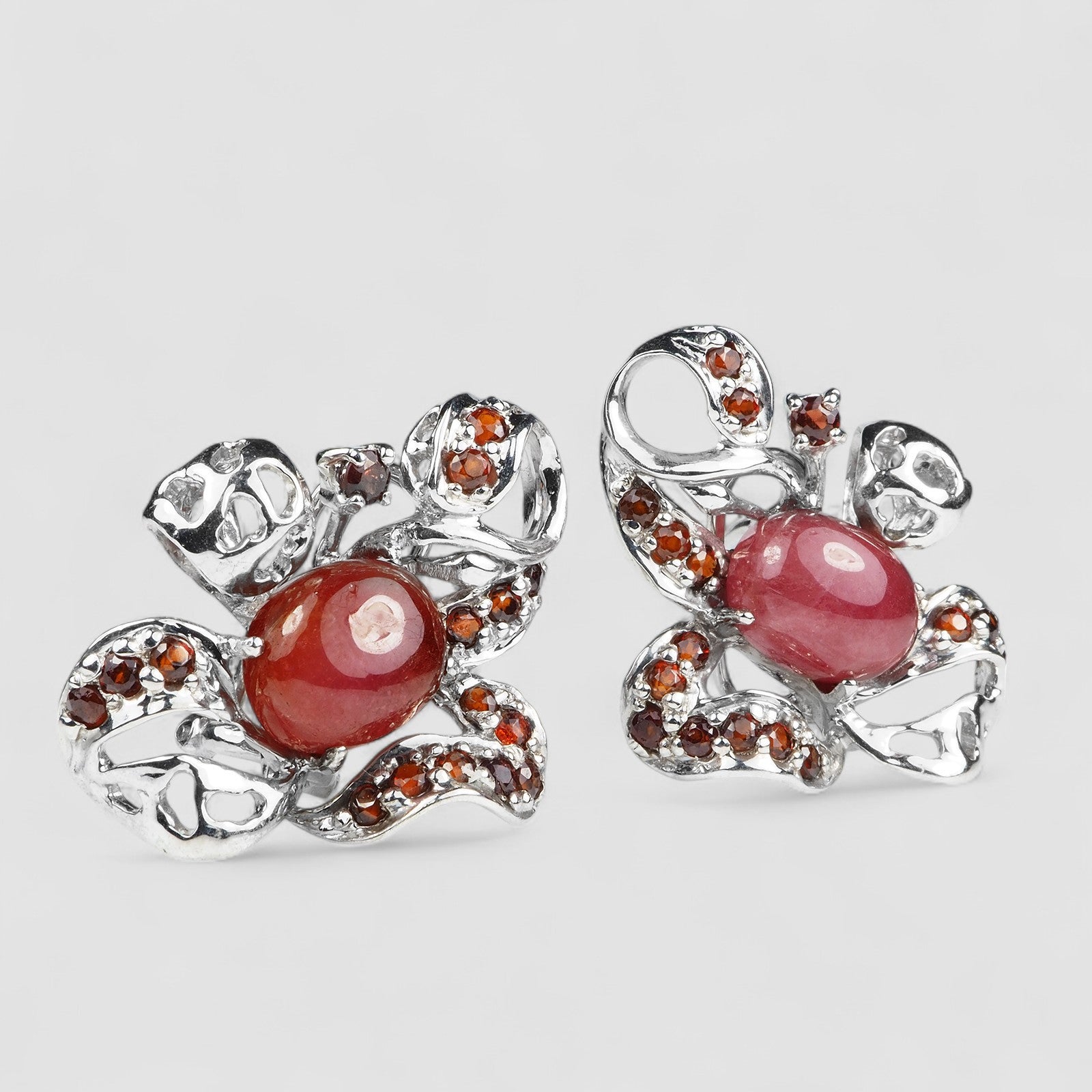 Red Ruby 925 Sterling Silver White Gold Earrings, 925 Unique Gift for Her, Natural Gemstone
