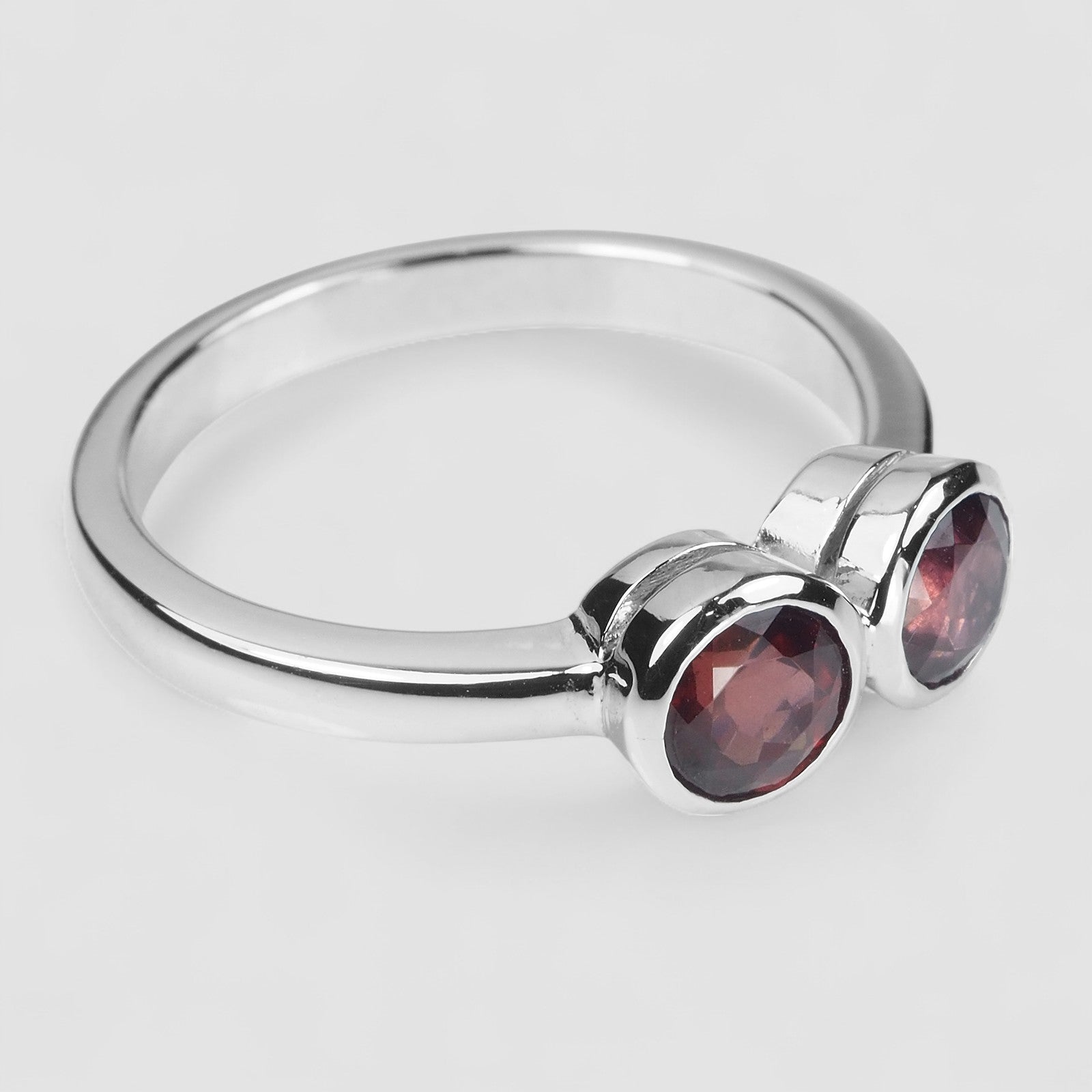 Double Stone Red Spinel 925 Sterling Silver Ring