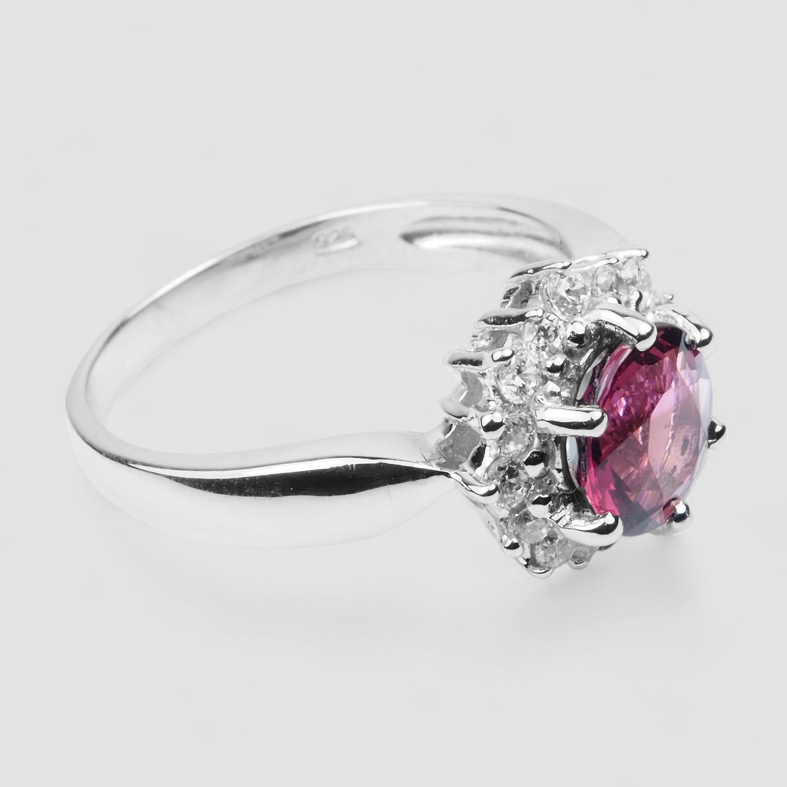 RARE PINK TOURMALINE 925 STERLING SILVER WHITE GOLD PLATED