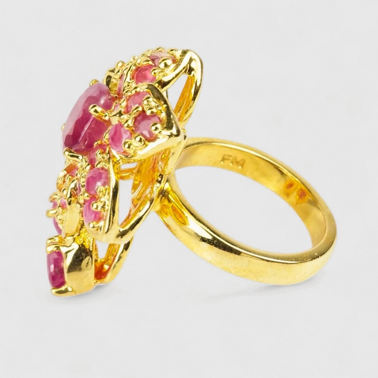 Red Ruby 925 Sterling Silver 24K Gold Rings, Birthday Gift, Dainty Ring