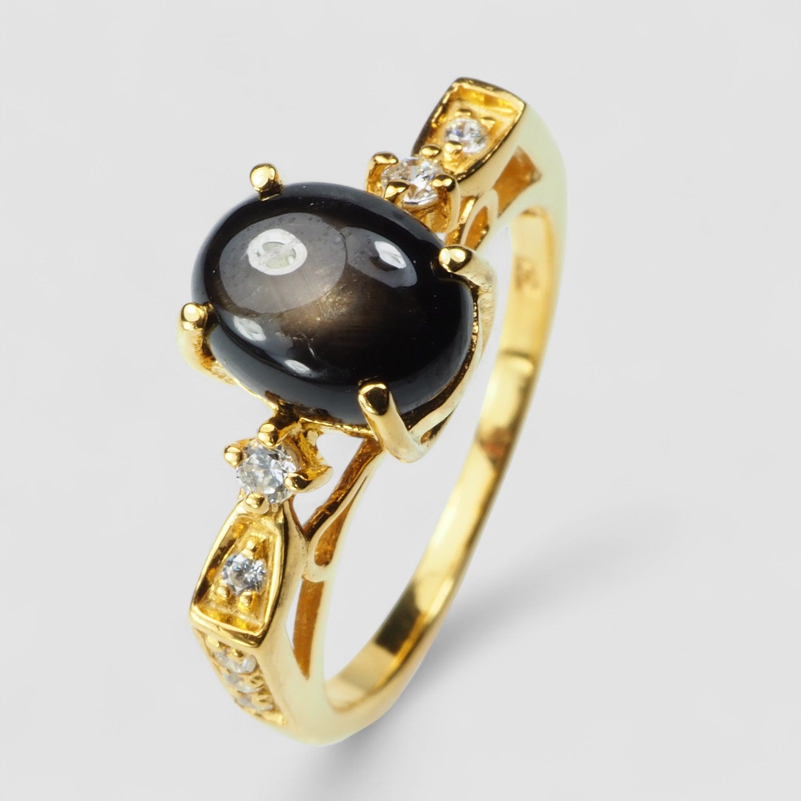 THAILAMD BLACK STAR 24K GOLD 925 STERLING SILVER RINGS