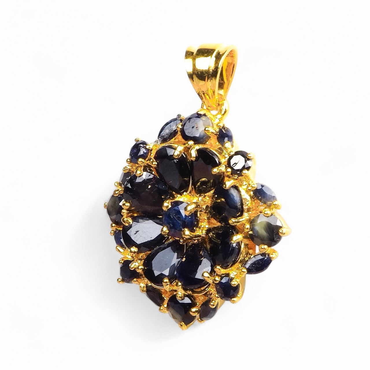 Blue Sapphire 925 Sterling Silver 24k Gold Pendants, Trendy Everyday Pendants