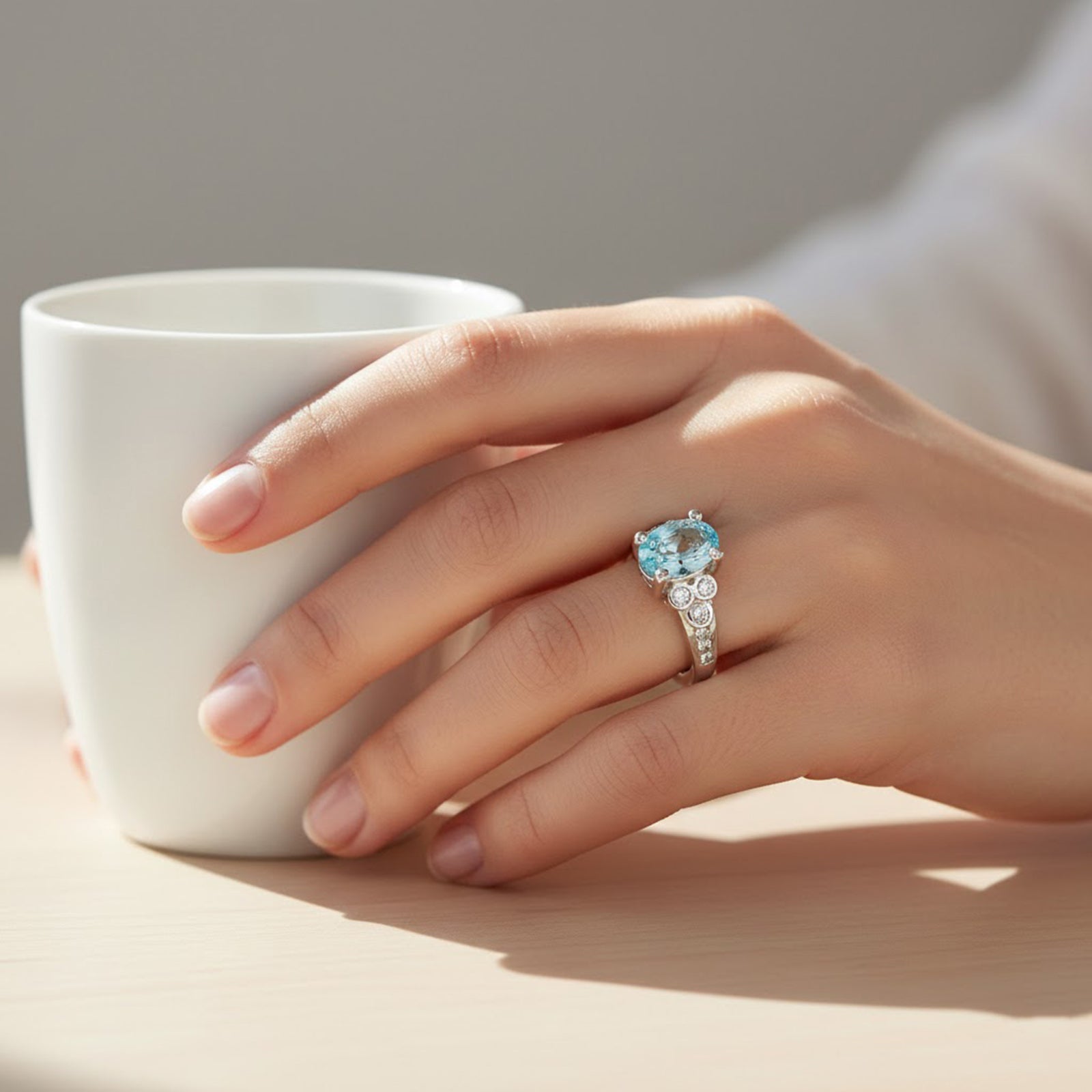 Blue Zircon 925 Sterling Silver Ring