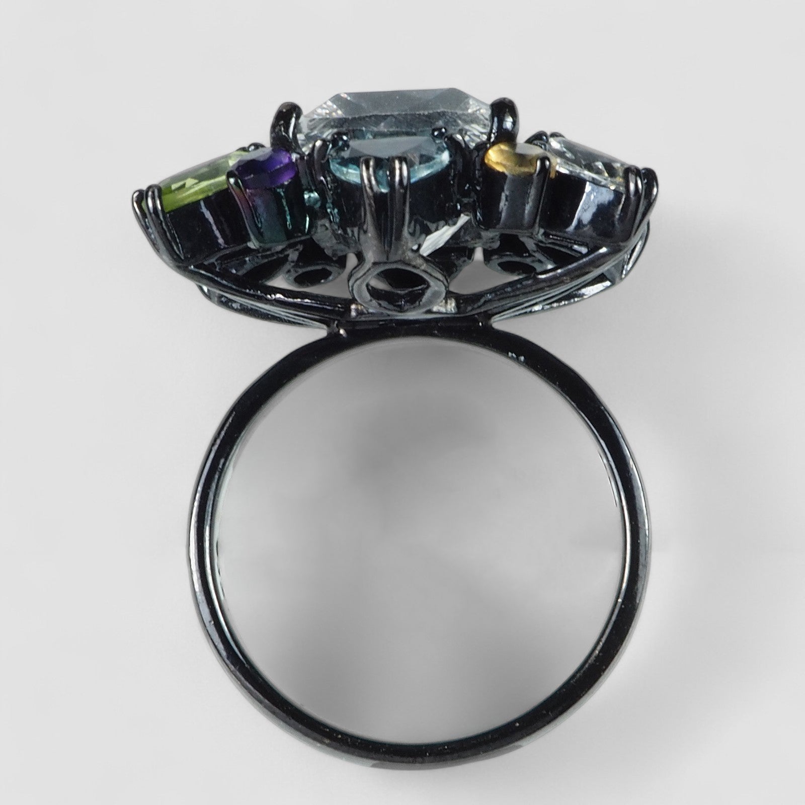 White Topaz 925 Sterling Silver Black Rings, Dainty Everyday Ring