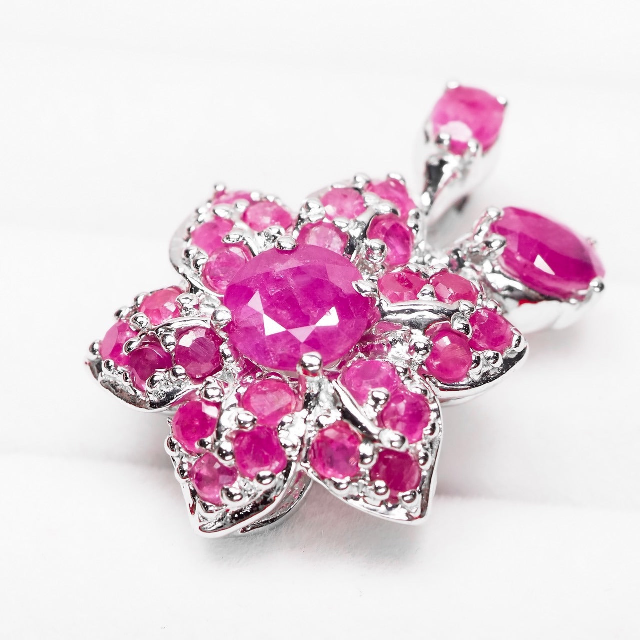 Pink Ruby 925 Sterling Silver White Gold Pendants, Anniversary Gift, Dainty Pendants