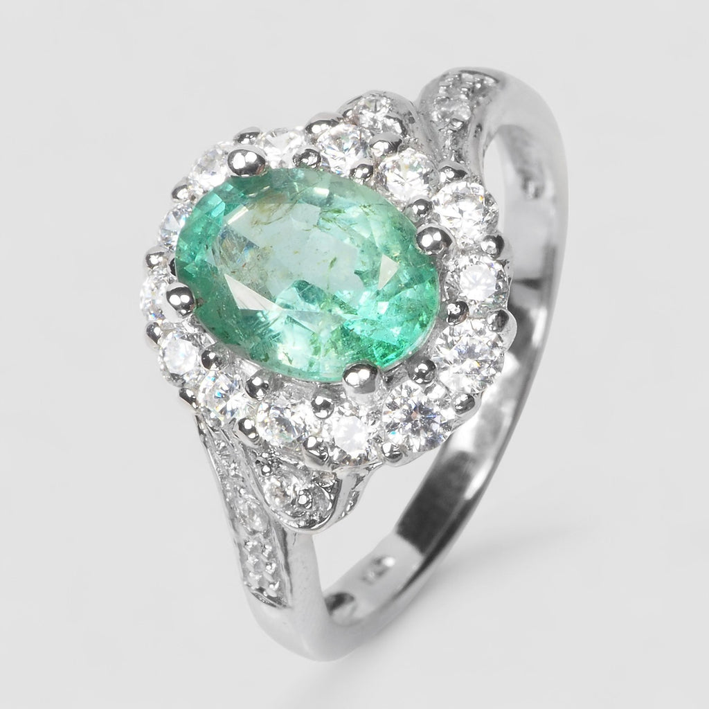 GREEN EMERALD 925 STERLING SILVER RING