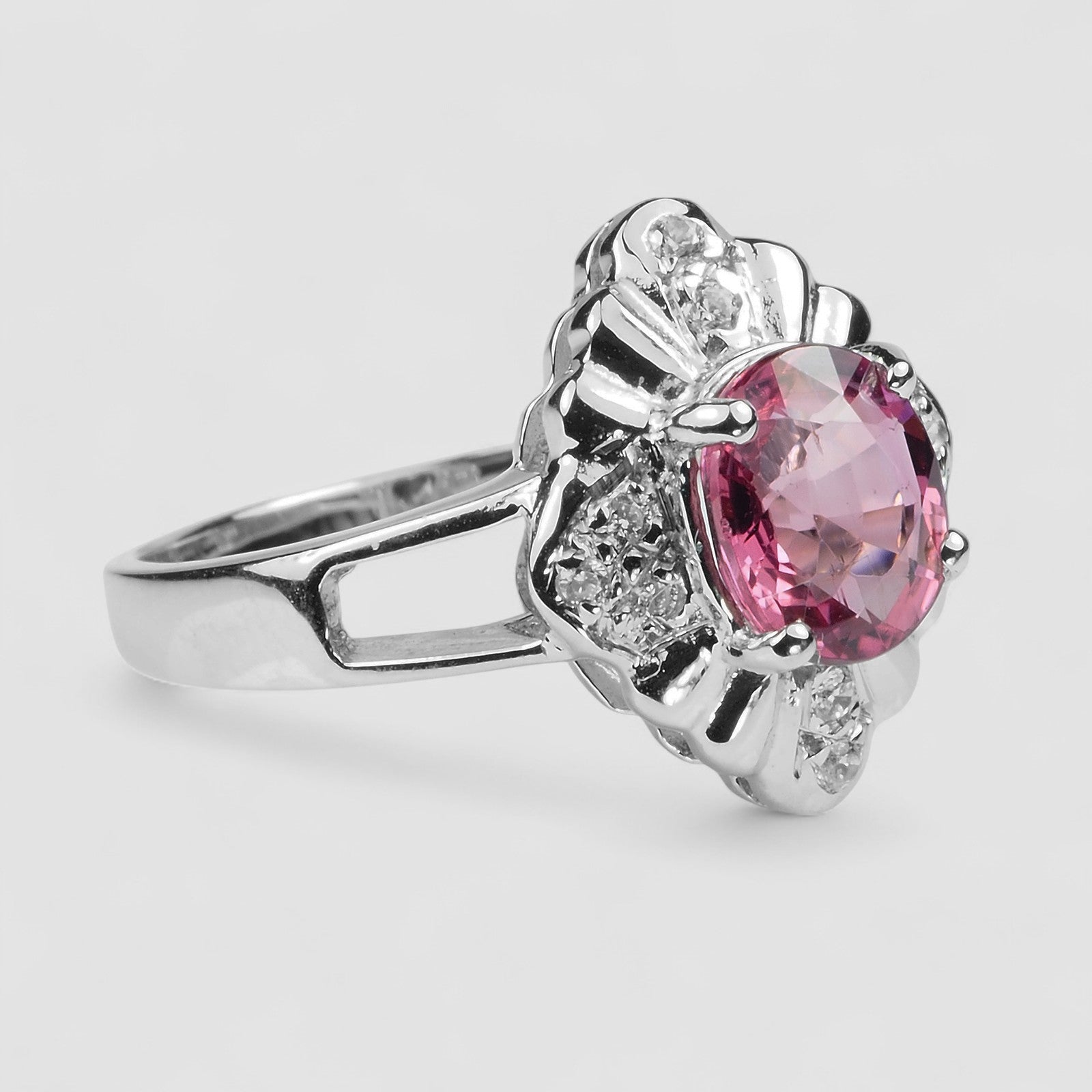 Hot Pink Tourmaline Ring for Her, 925 Sterling Silver, Genuine Gemstone, Free Resizing