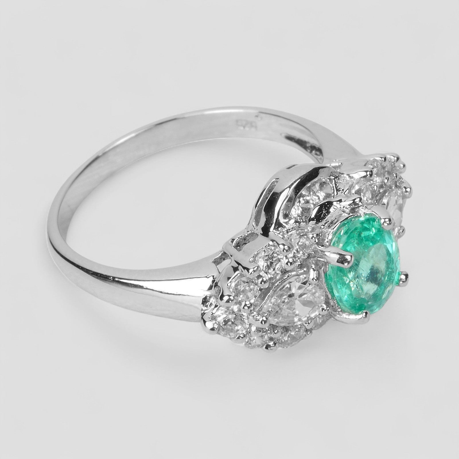 Neon Green Emerald 925 Sterling Silver Ring