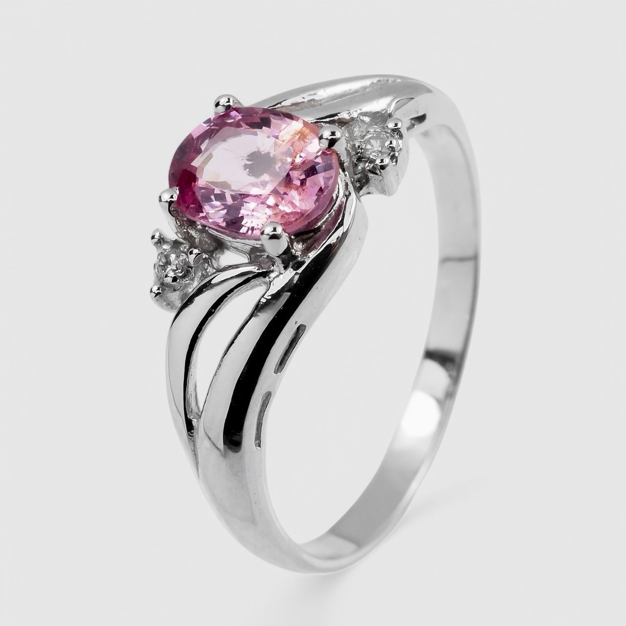 Pink Spinel 925 Sterling Silver White Gold Ring, 925 Unique Gift for Her, Natural Gemstone