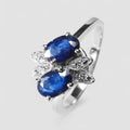 Double Stone Blue Sapphire 925 Sterling Silver Ring