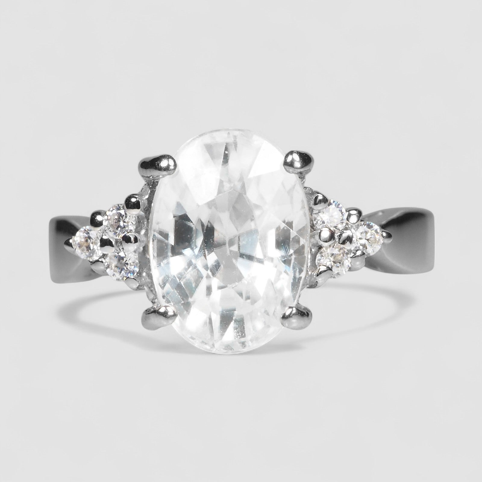 WHITE GOLD PLATED RINGS WHITE ZIRCON 3.70CT