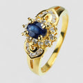 Blue Sapphire 24K Gold Ring, Natural Gemstone, Free Resizing