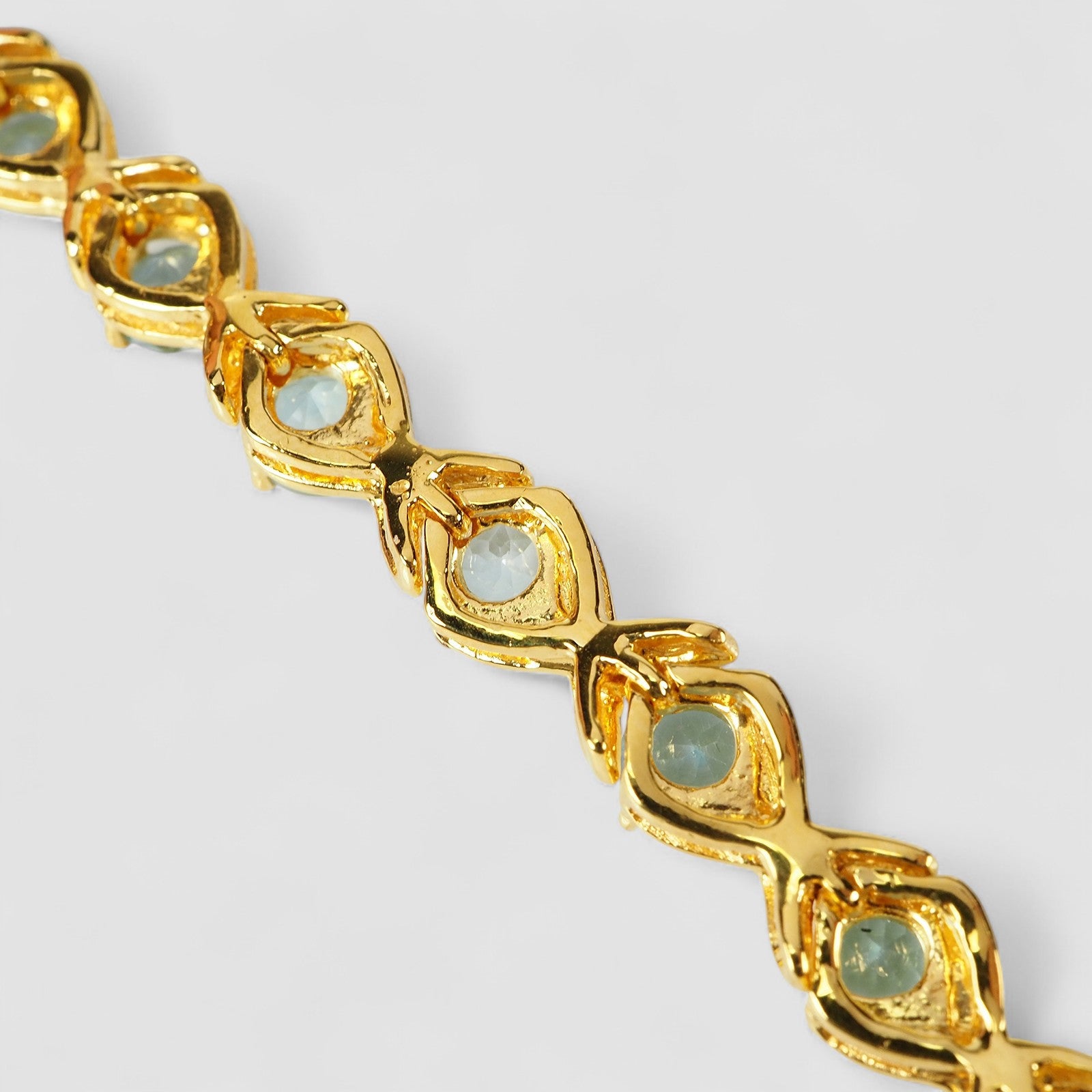 Blue Aquamarine 925 Sterling Silver 24K Gold Bracelets, Affordable Natural Gemstone, Everyday Bracelet