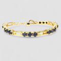 Blue Sapphire 925 Sterling Silver 24k Gold Bracelets , 925 Silver Minimalist Bracelets, Gift for Her