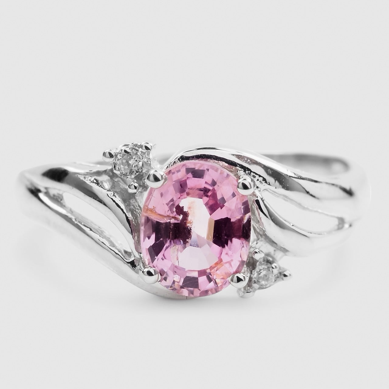 Pink Spinel 925 Sterling Silver White Gold Ring, 925 Unique Gift for Her, Natural Gemstone