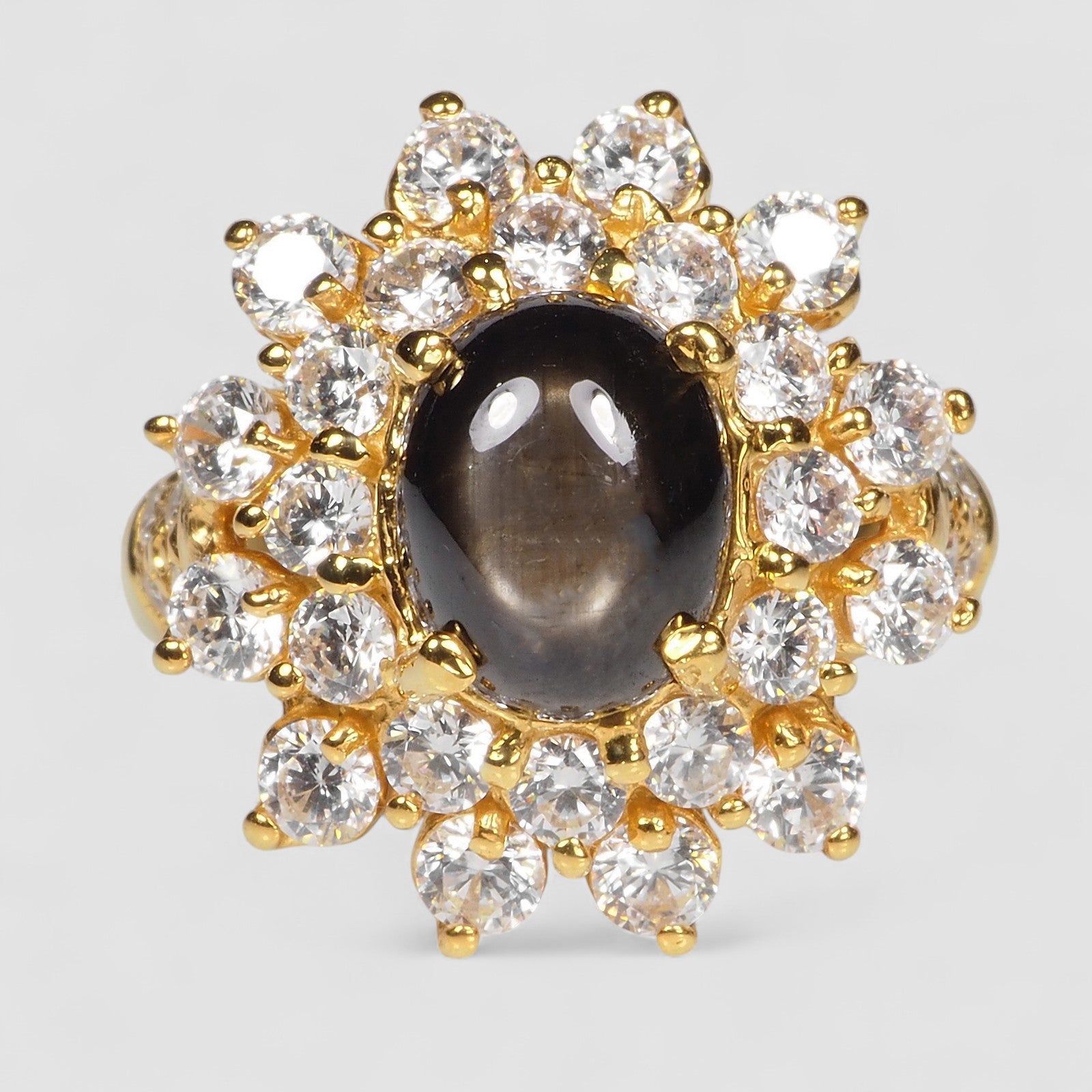 24K Gold 925 Sterling Silver Rings Thailand Black Star Sapphire