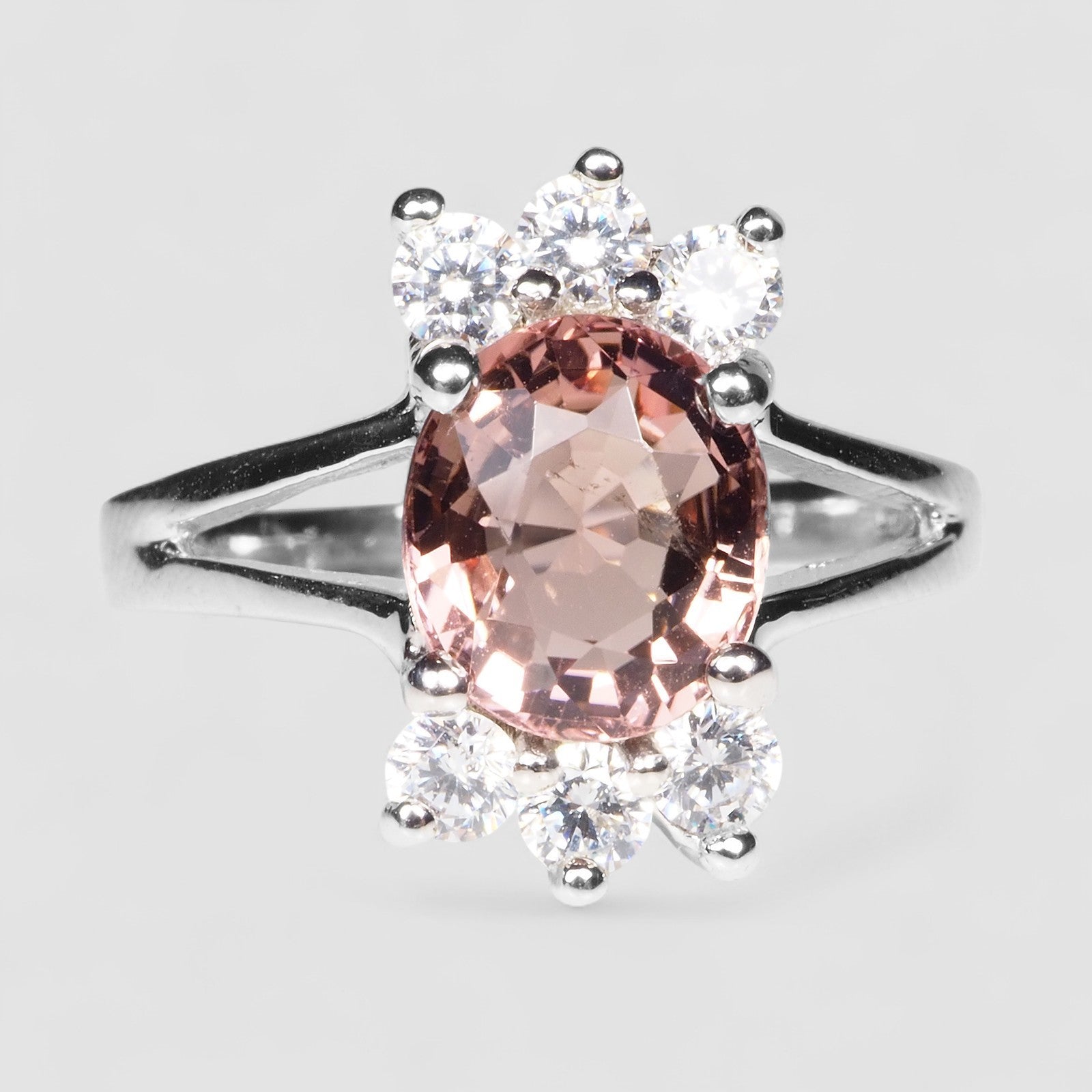 peach Pink Tourmaline Statement Ring Sterling Silver 925, Natural Gemstone, Free Resizing