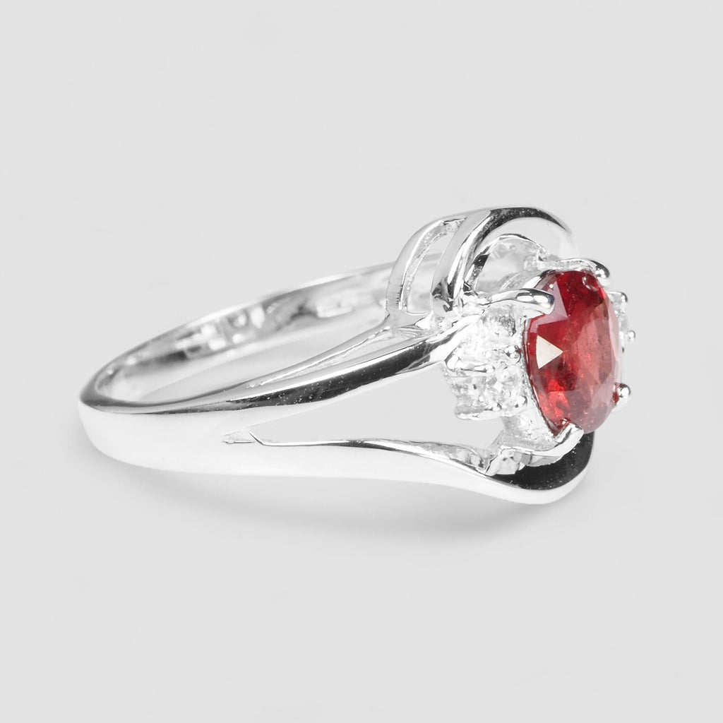 OVAL RED SPINEL 925 STERLING SILVER HANDMADE FINE RING