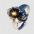 Black Star Sapphire 925 Sterling Silver Ring, Aniversary Gift, Dainty Ring, Free Resizing