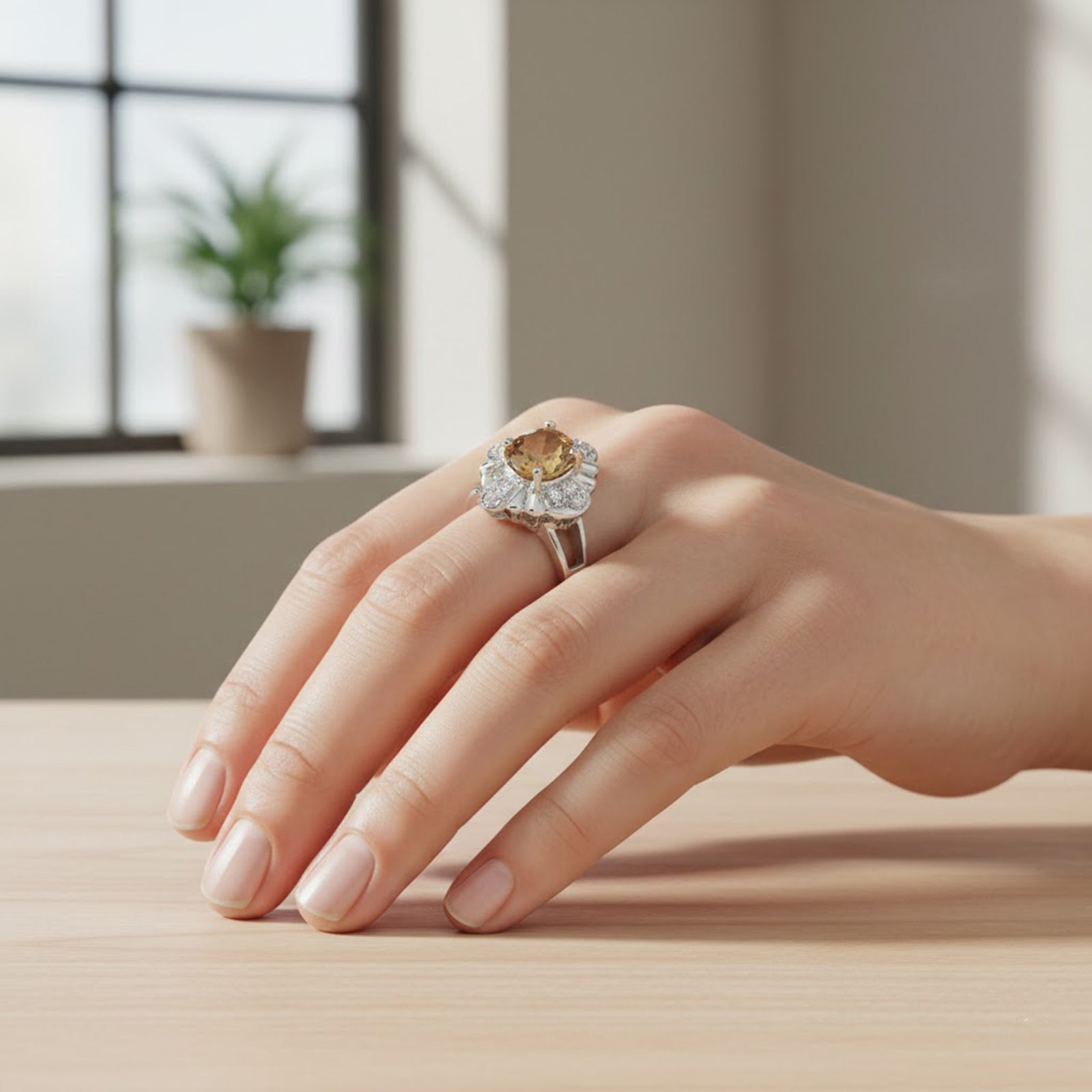 Champagne Tourmaline 925 Sterling Silver Ring