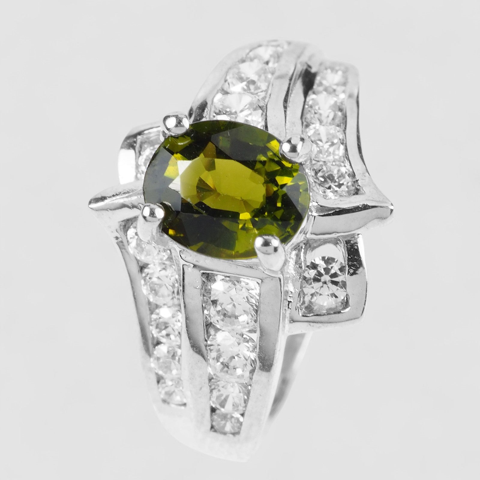 Olive Green Tourmaline 925 Sterling Silver Ring