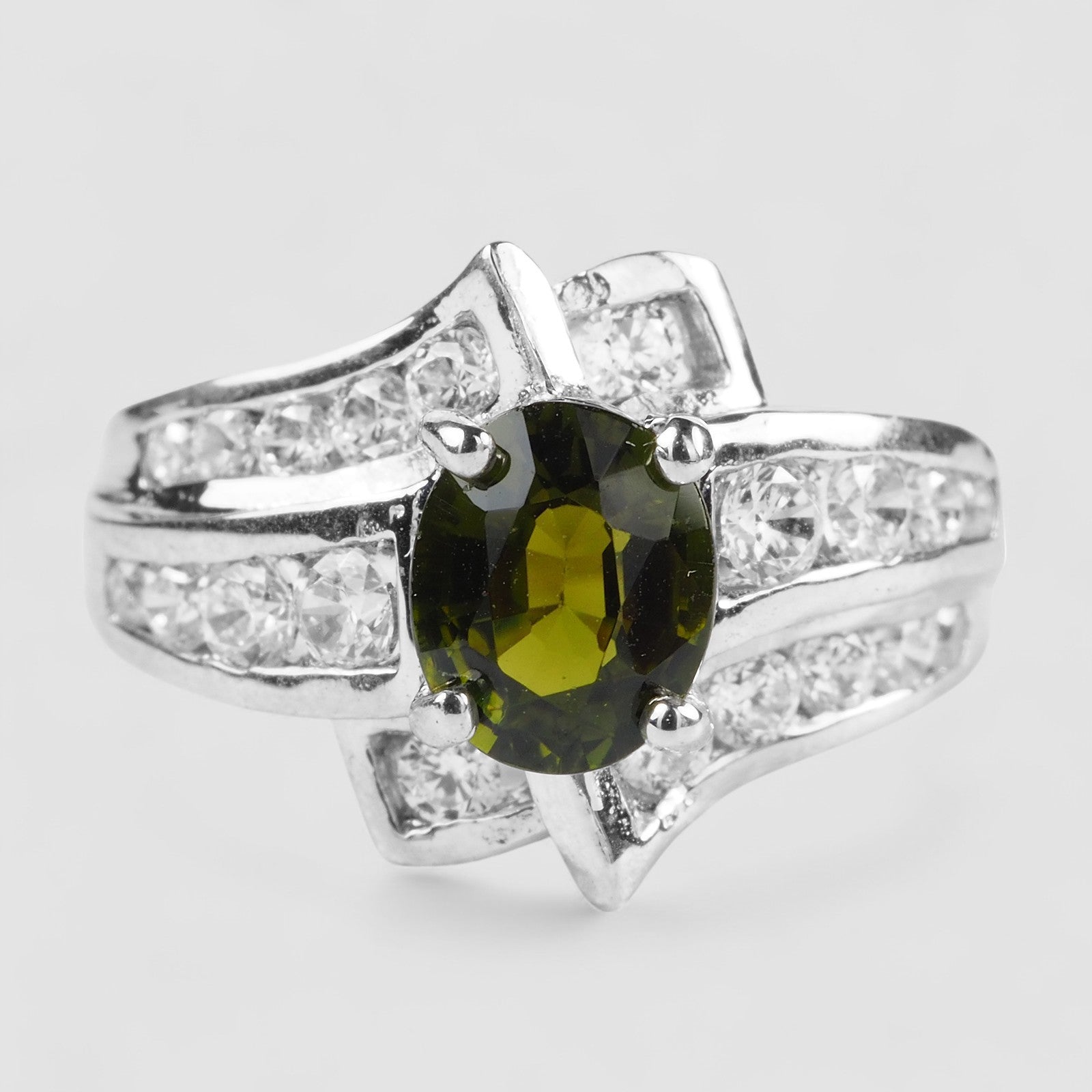 Olive Green Tourmaline 925 Sterling Silver Ring