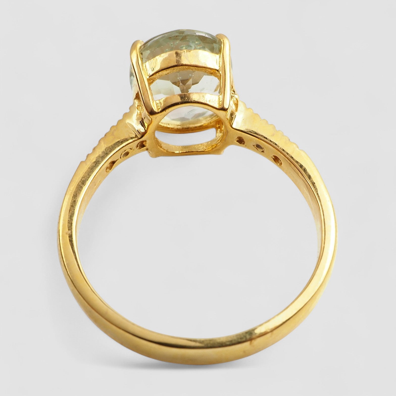 GREEN TOURMALINE 24K GOLD 925 STERLING SILVER RING