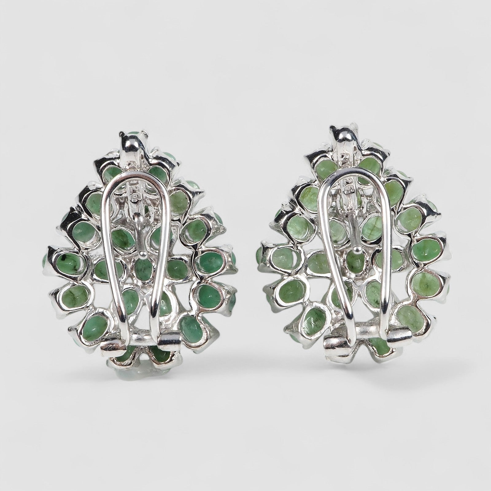 Green Emerald 925 Sterling Silver White Gold Earrings, Rhodium Plated, Tarnish Free
