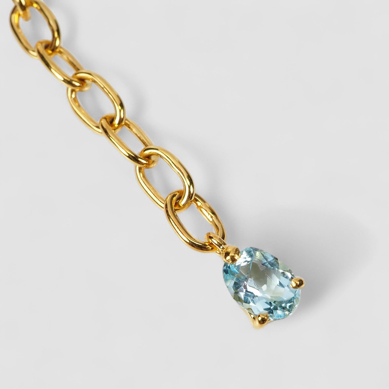 Blue Aquamarine 925 Sterling Silver 24K Gold Bracelet, Affordable Natural Gemstone, Everyday Bracelet