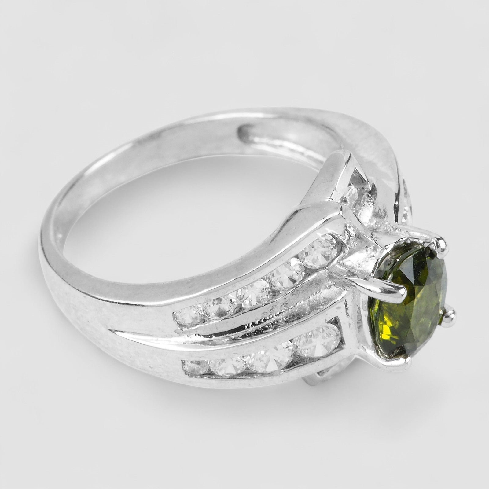 Olive Green Tourmaline 925 Sterling Silver Ring
